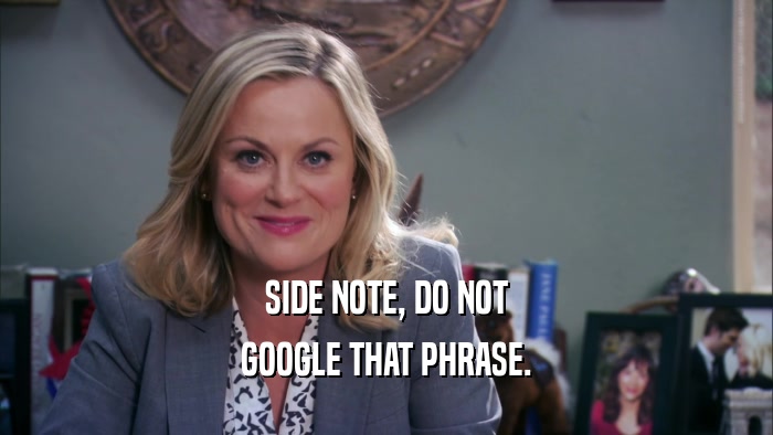SIDE NOTE, DO NOT GOOGLE THAT PHRASE. 