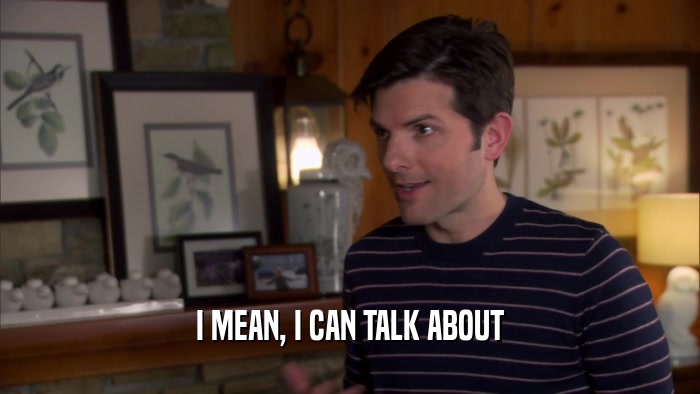 I MEAN, I CAN TALK ABOUT  
