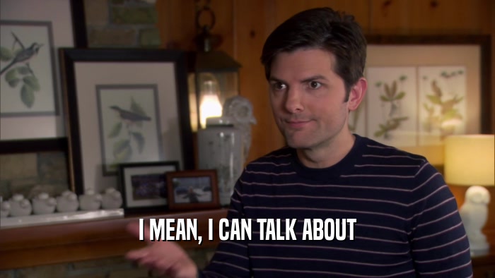 I MEAN, I CAN TALK ABOUT  