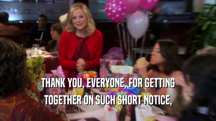 THANK YOU, EVERYONE, FOR GETTING TOGETHER ON SUCH SHORT NOTICE, 