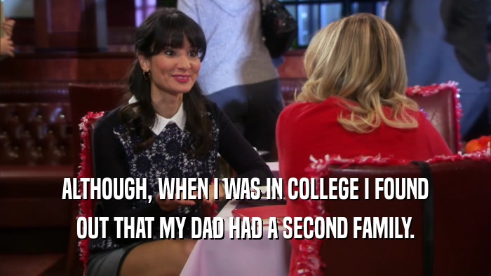 ALTHOUGH, WHEN I WAS IN COLLEGE I FOUND OUT THAT MY DAD HAD A SECOND FAMILY. 