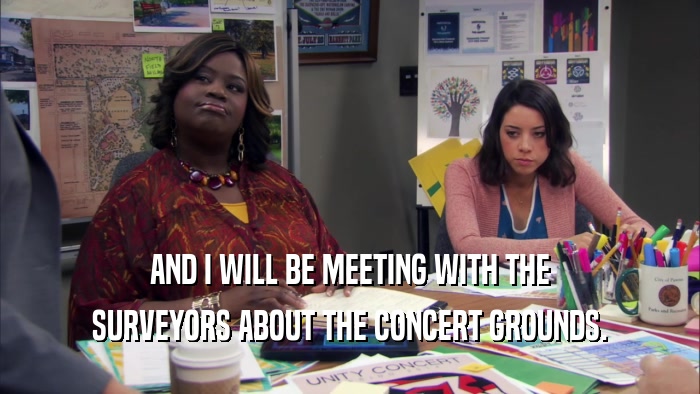 AND I WILL BE MEETING WITH THE SURVEYORS ABOUT THE CONCERT GROUNDS. 