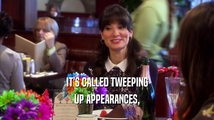 IT'S CALLED TWEEPING UP APPEARANCES, 