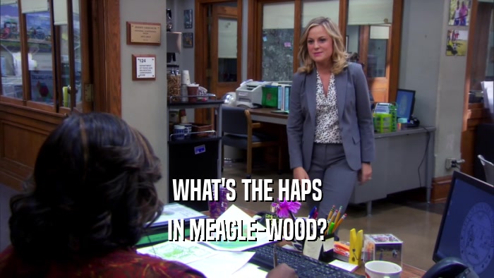 WHAT'S THE HAPS IN MEAGLE-WOOD? 