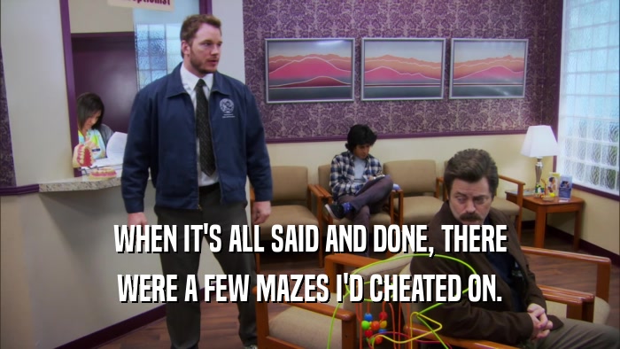 WHEN IT'S ALL SAID AND DONE, THERE WERE A FEW MAZES I'D CHEATED ON. 