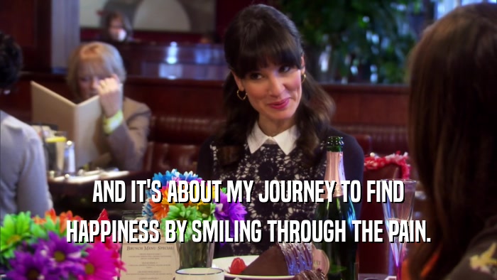 AND IT'S ABOUT MY JOURNEY TO FIND HAPPINESS BY SMILING THROUGH THE PAIN. 