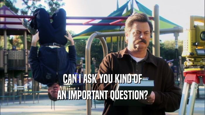 CAN I ASK YOU KIND OF AN IMPORTANT QUESTION? 