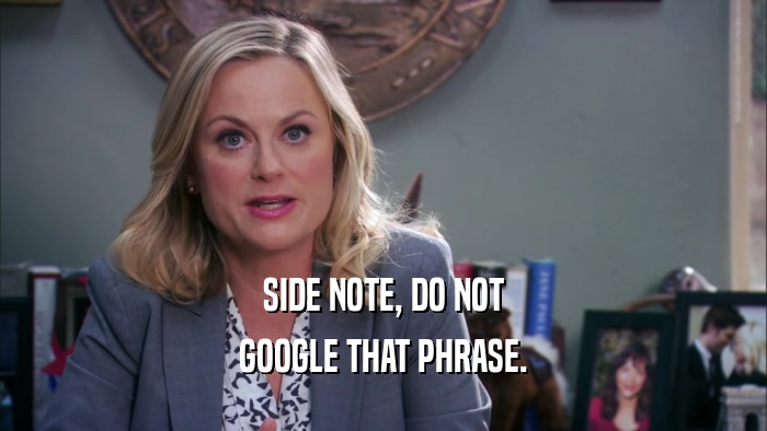 SIDE NOTE, DO NOT GOOGLE THAT PHRASE. 