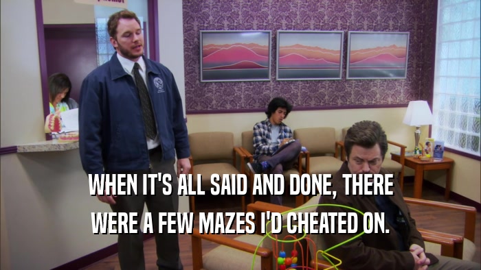WHEN IT'S ALL SAID AND DONE, THERE WERE A FEW MAZES I'D CHEATED ON. 