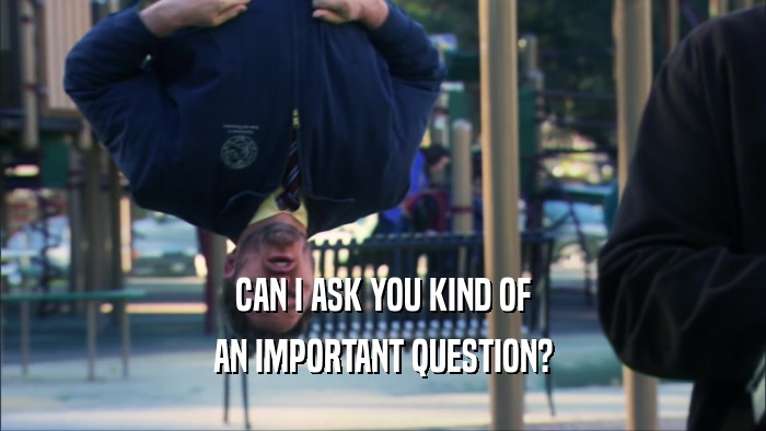 CAN I ASK YOU KIND OF AN IMPORTANT QUESTION? 
