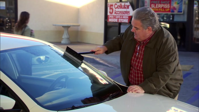 GAYLE ALWAYS HAS ME DO THE WINDSHIELD. 