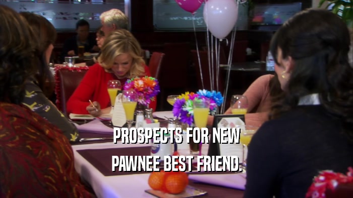 PROSPECTS FOR NEW
 PAWNEE BEST FRIEND.
 