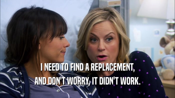 I NEED TO FIND A REPLACEMENT, AND DON'T WORRY, IT DIDN'T WORK. 