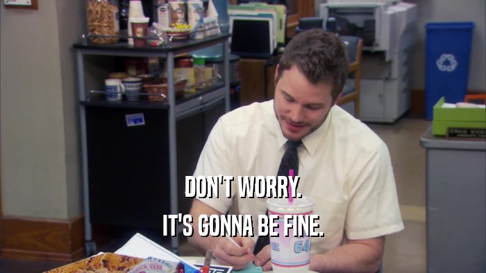 DON'T WORRY. IT'S GONNA BE FINE. 
