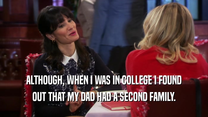 ALTHOUGH, WHEN I WAS IN COLLEGE I FOUND OUT THAT MY DAD HAD A SECOND FAMILY. 