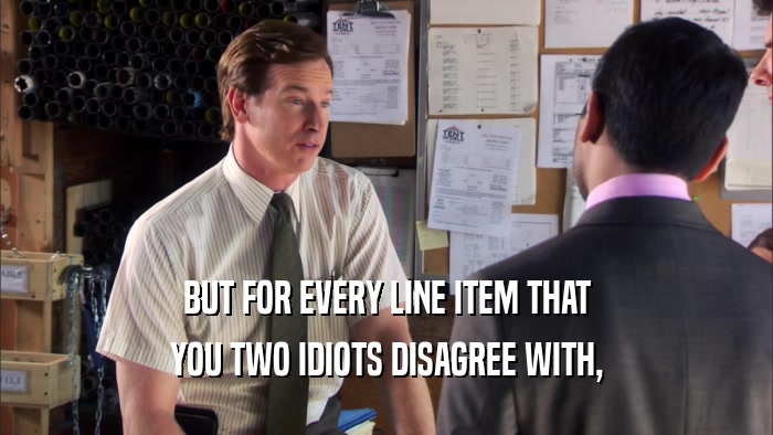 BUT FOR EVERY LINE ITEM THAT YOU TWO IDIOTS DISAGREE WITH, 