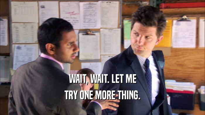 WAIT, WAIT. LET ME TRY ONE MORE THING. 