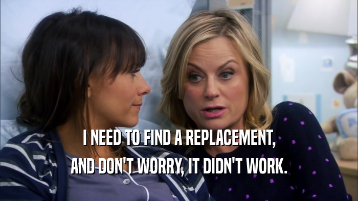 I NEED TO FIND A REPLACEMENT, AND DON'T WORRY, IT DIDN'T WORK. 