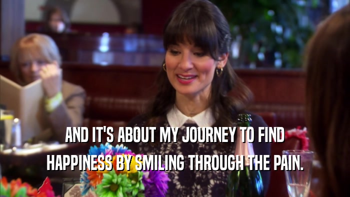 AND IT'S ABOUT MY JOURNEY TO FIND HAPPINESS BY SMILING THROUGH THE PAIN. 