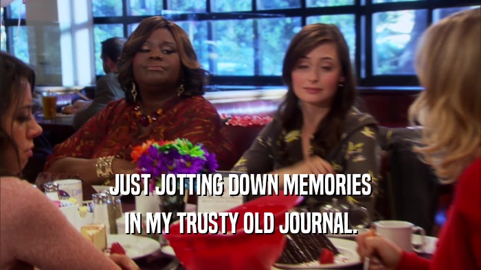 JUST JOTTING DOWN MEMORIES IN MY TRUSTY OLD JOURNAL. 