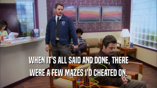 WHEN IT'S ALL SAID AND DONE, THERE WERE A FEW MAZES I'D CHEATED ON. 