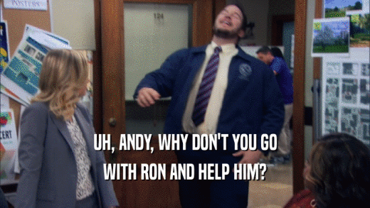 UH, ANDY, WHY DON'T YOU GO
 WITH RON AND HELP HIM?
 