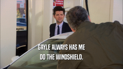 GAYLE ALWAYS HAS ME DO THE WINDSHIELD. 