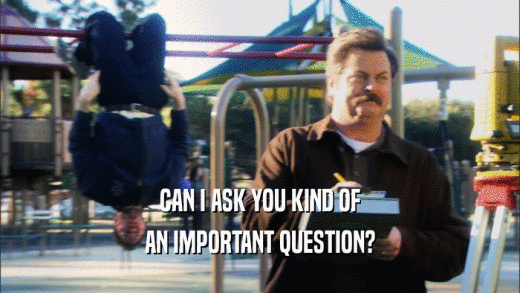 CAN I ASK YOU KIND OF AN IMPORTANT QUESTION? 