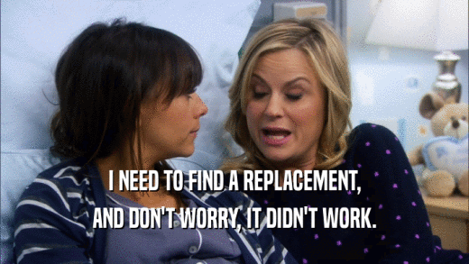I NEED TO FIND A REPLACEMENT, AND DON'T WORRY, IT DIDN'T WORK. 