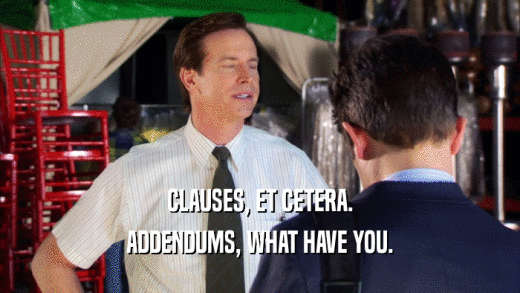 CLAUSES, ET CETERA. ADDENDUMS, WHAT HAVE YOU. 