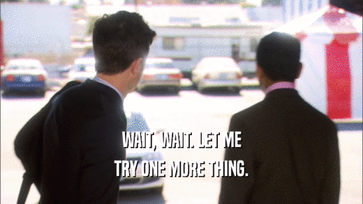 WAIT, WAIT. LET ME TRY ONE MORE THING. 