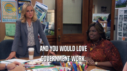 AND YOU WOULD LOVE GOVERNMENT WORK. 