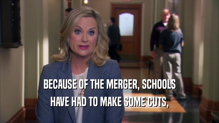BECAUSE OF THE MERGER, SCHOOLS HAVE HAD TO MAKE SOME CUTS, 