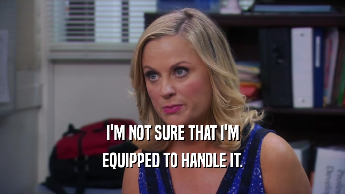 I'M NOT SURE THAT I'M EQUIPPED TO HANDLE IT. 