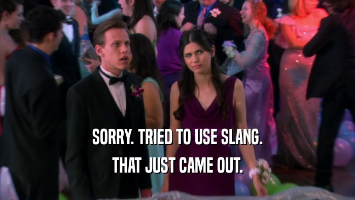 SORRY. TRIED TO USE SLANG. THAT JUST CAME OUT. 