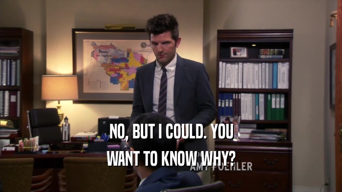 NO, BUT I COULD. YOU WANT TO KNOW WHY? 