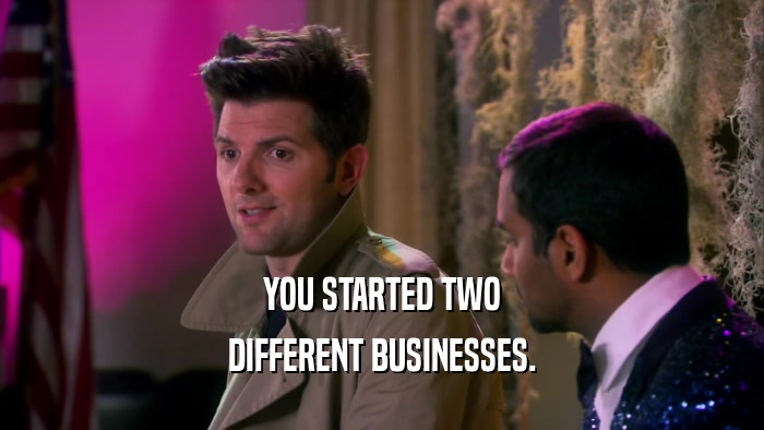 YOU STARTED TWO DIFFERENT BUSINESSES. 