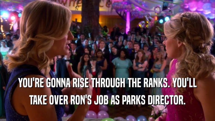 YOU'RE GONNA RISE THROUGH THE RANKS. YOU'LL TAKE OVER RON'S JOB AS PARKS DIRECTOR. 