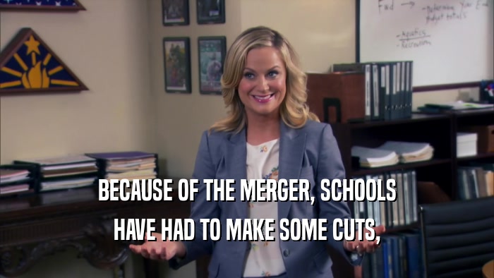 BECAUSE OF THE MERGER, SCHOOLS HAVE HAD TO MAKE SOME CUTS, 