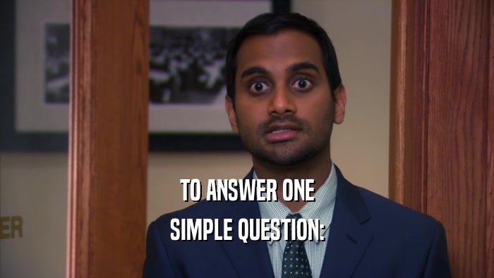 TO ANSWER ONE SIMPLE QUESTION: 