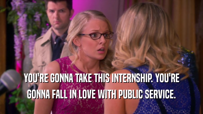 YOU'RE GONNA TAKE THIS INTERNSHIP. YOU'RE GONNA FALL IN LOVE WITH PUBLIC SERVICE. 