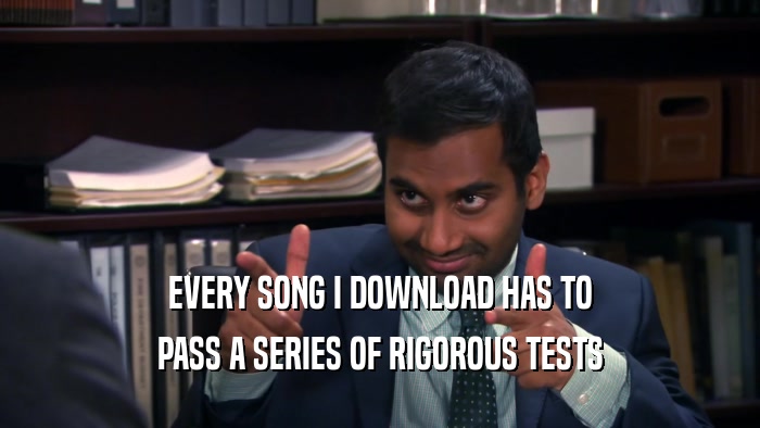 EVERY SONG I DOWNLOAD HAS TO PASS A SERIES OF RIGOROUS TESTS 