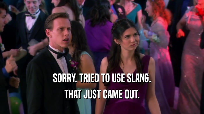 SORRY. TRIED TO USE SLANG. THAT JUST CAME OUT. 