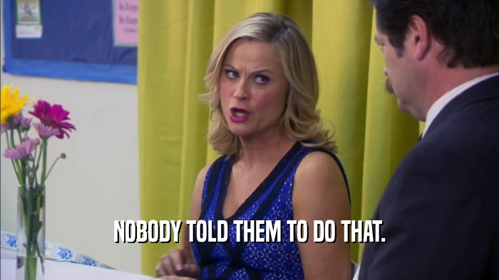 NOBODY TOLD THEM TO DO THAT.  