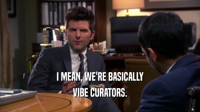 I MEAN, WE'RE BASICALLY VIBE CURATORS. 