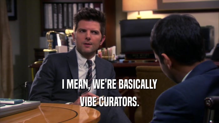 I MEAN, WE'RE BASICALLY VIBE CURATORS. 