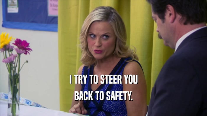 I TRY TO STEER YOU BACK TO SAFETY. 