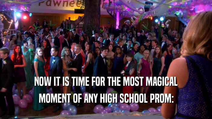 NOW IT IS TIME FOR THE MOST MAGICAL MOMENT OF ANY HIGH SCHOOL PROM: 