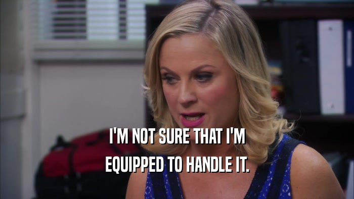 I'M NOT SURE THAT I'M EQUIPPED TO HANDLE IT. 