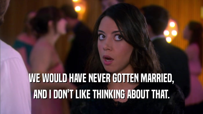 WE WOULD HAVE NEVER GOTTEN MARRIED, AND I DON'T LIKE THINKING ABOUT THAT. 
